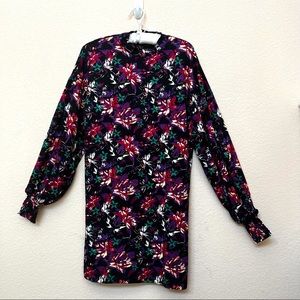 Zara Trafaluc Purple Black Floral Shift Dress NWT B3/3